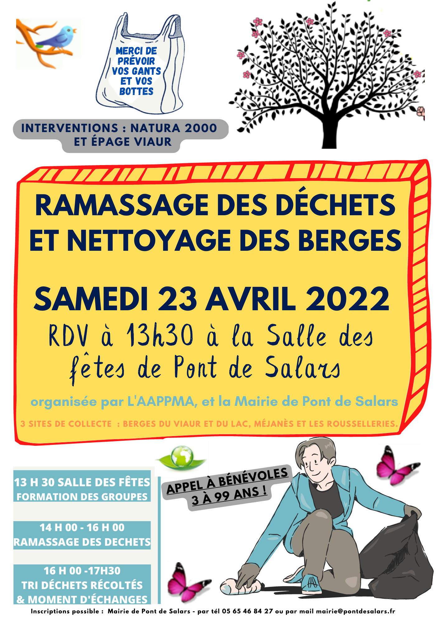 Lire la suite à propos de l’article Ramassage des déchets et nettoyage des berges. Samedi 23 Avril 2022 RDV 13H30 à la Salle des Fêtes