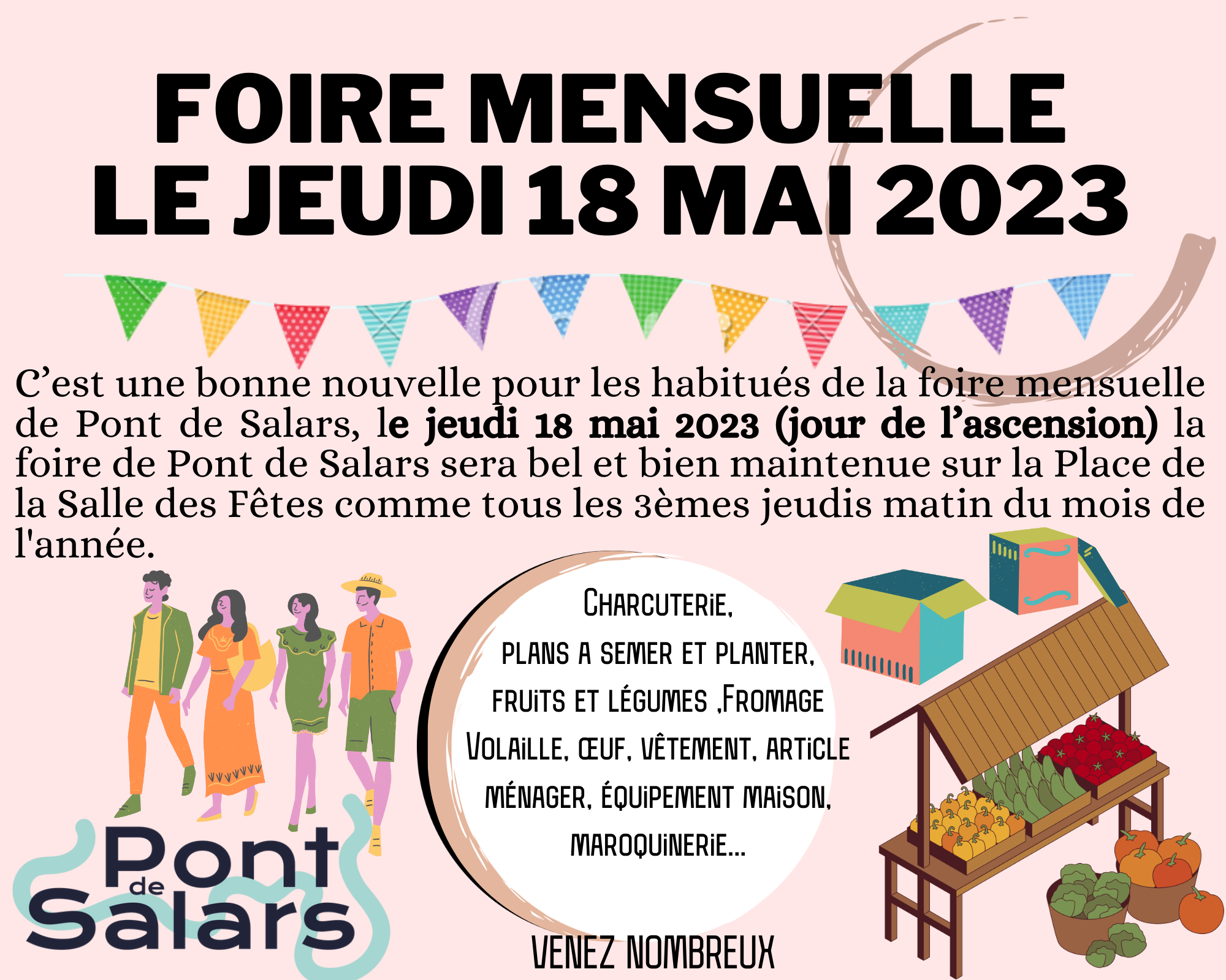 Lire la suite à propos de l’article FOIRE MENSUELLE LE JEUDI 18 MAI 2023 ( LE MATIN)