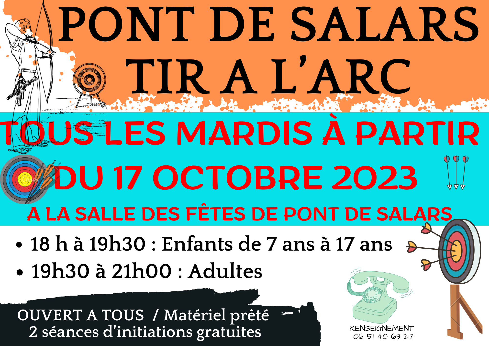 Lire la suite à propos de l’article Lancement activité Tir à l’arc à Pont de Salars à partir du 17 octobre 2023